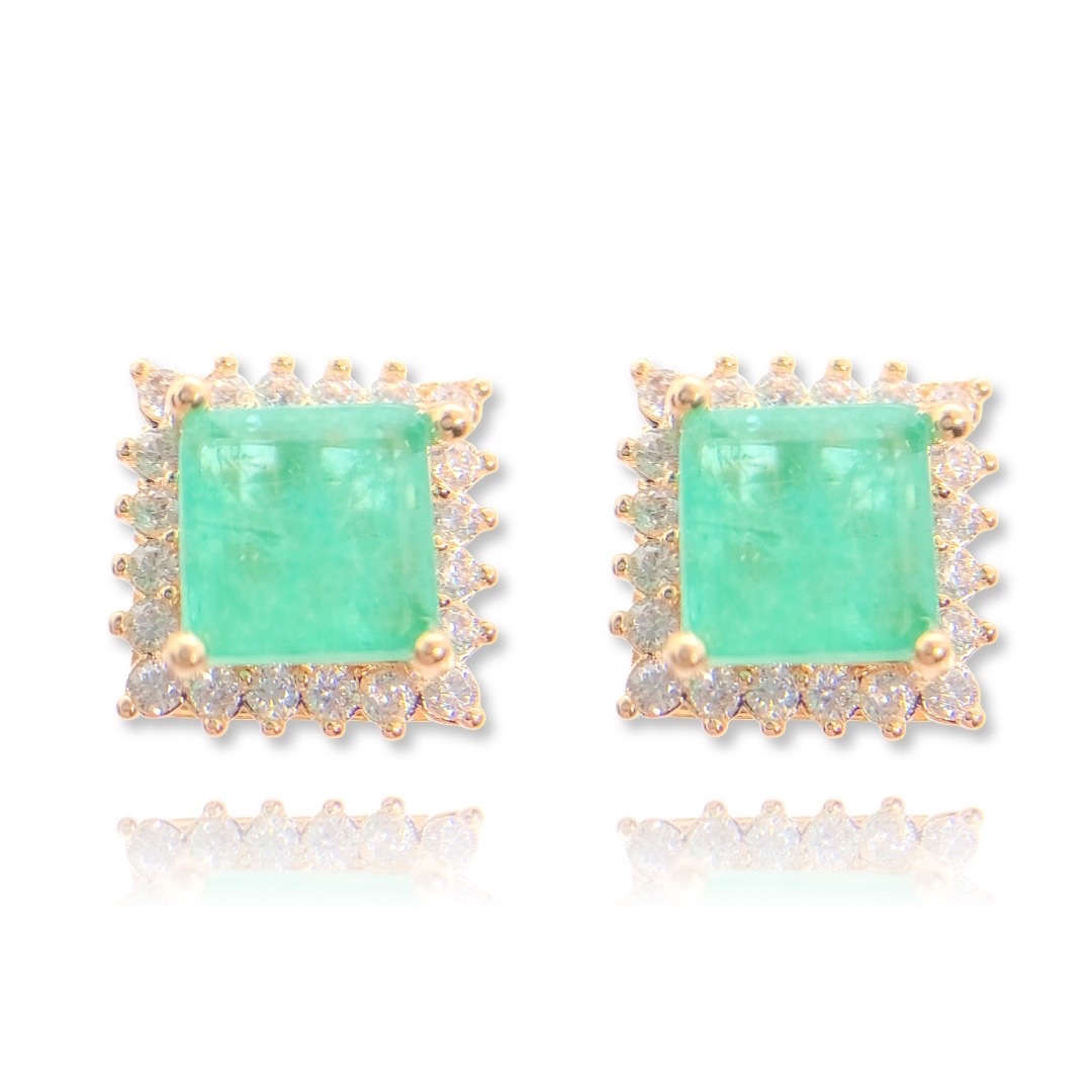 Brinco Quadrado Turmalina Fusion Cravejado Dourado